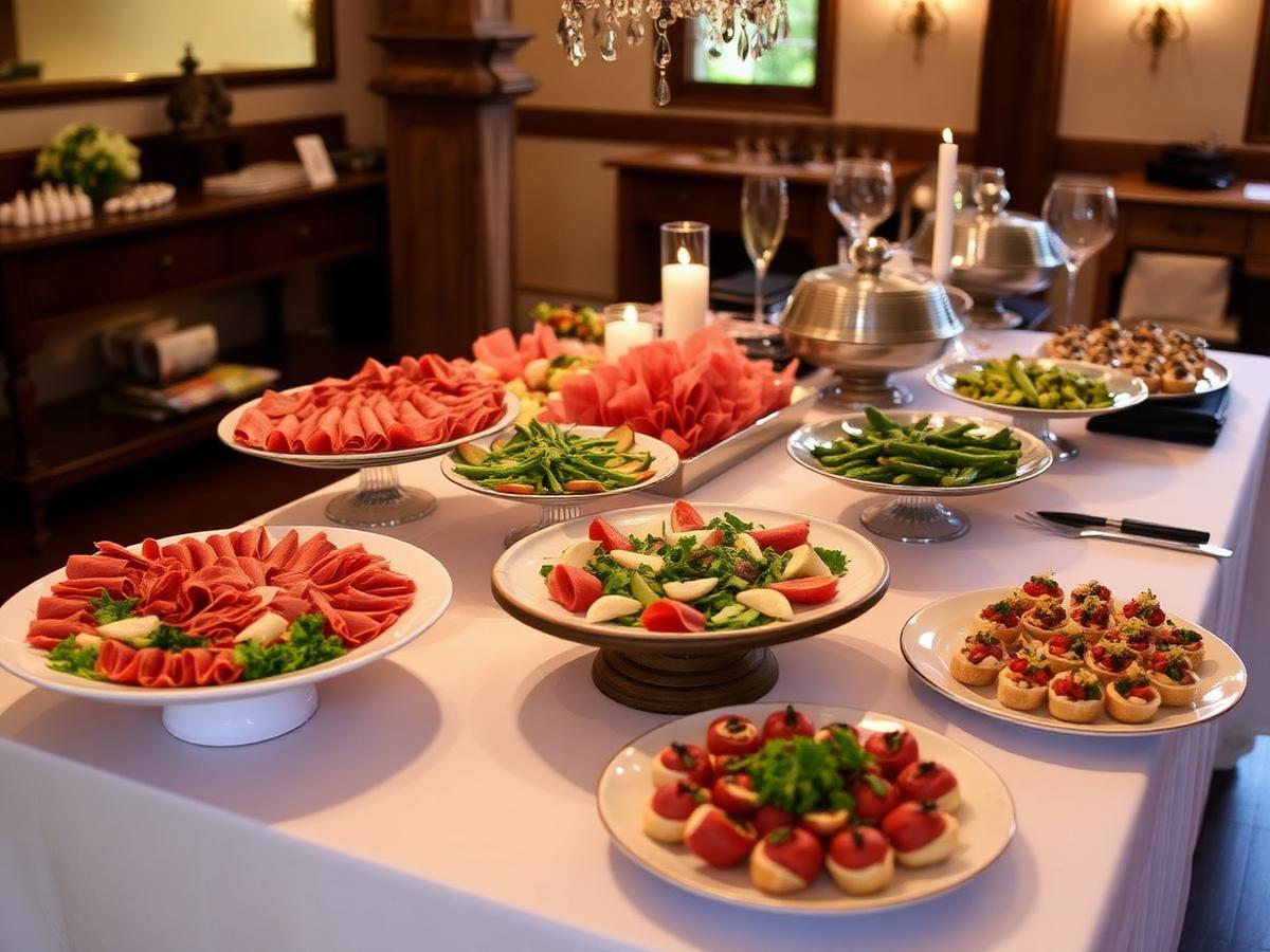 Stół bufetowy z patery mięs i sałatek — catering Siewierz, Pyrzowice, Mierzęcice